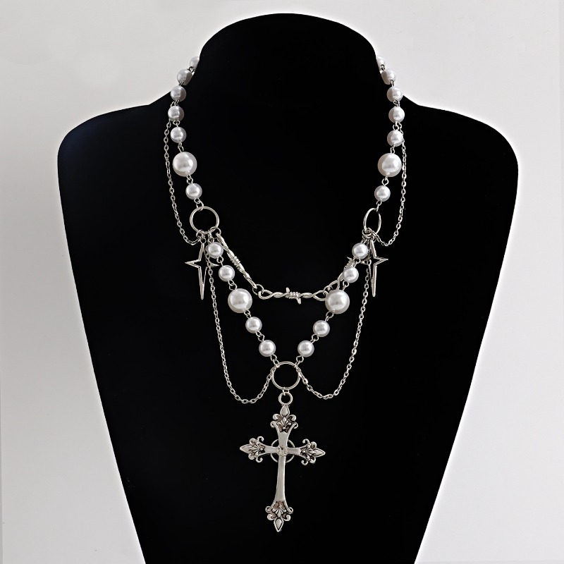 Pearl Choker Necklace Vintage - Ожерелье с подвеской в виде крестов