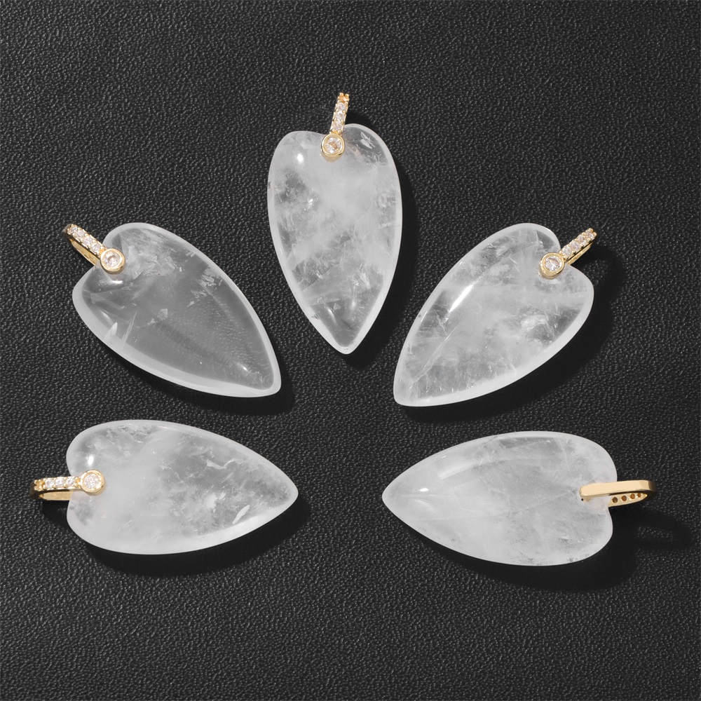 Crystal Pendant Necklace Natural Stone - 2 шт. подвески-сердечки из натурального камня,