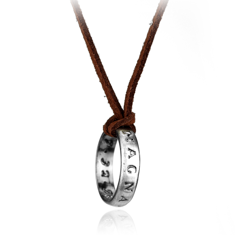 Anime Pendant Necklace - Кожаное ожерелье-цепочка с кольцом в стиле