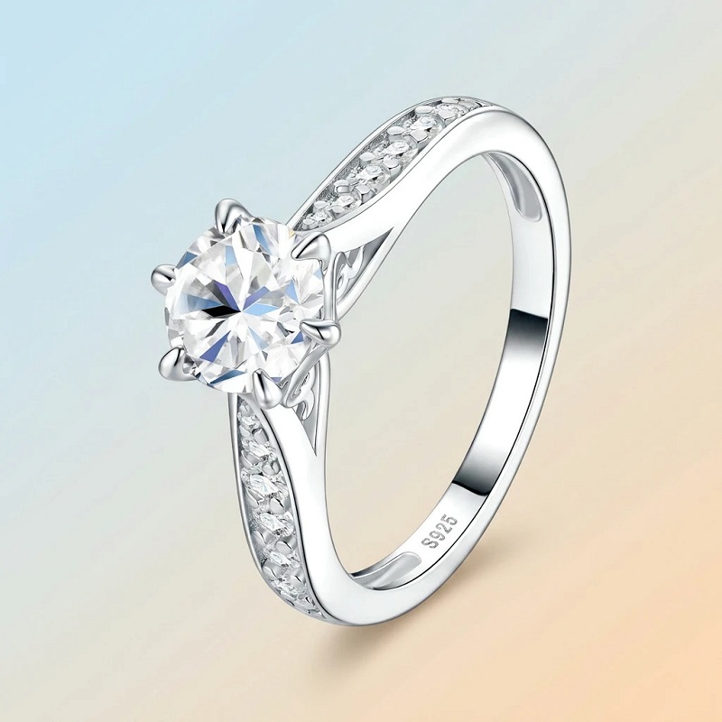 Moissanite Engagement Ring 1 Carat - Роскошное женское кольцо Apaison с муассанитом