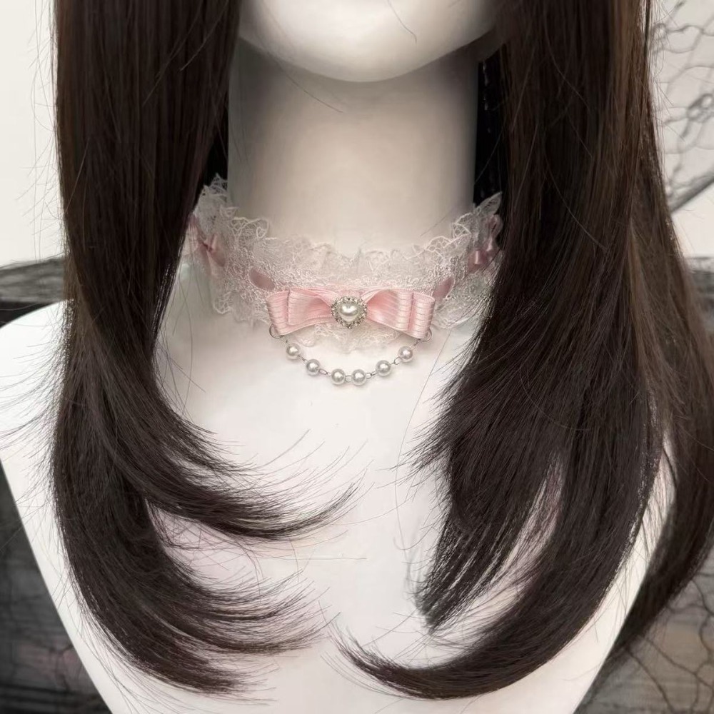 Pearl Choker Necklace Vintage - Модное кружевное колье-чокер с бантом и