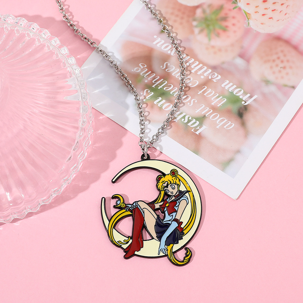 Anime Pendant Necklace - Милое аниме-колье из металла с эмалью,