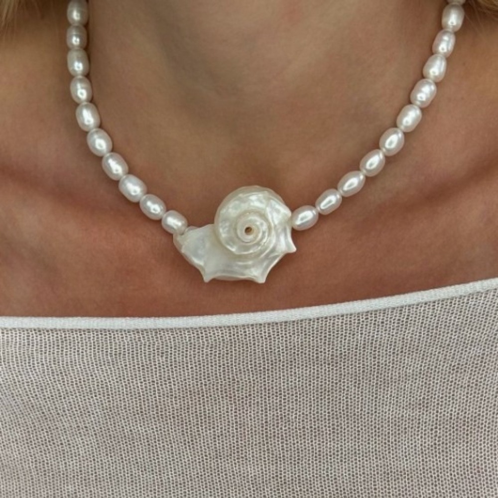 Pearl Choker Necklace Vintage - Винтажное богемное ожерелье с подвеской из
