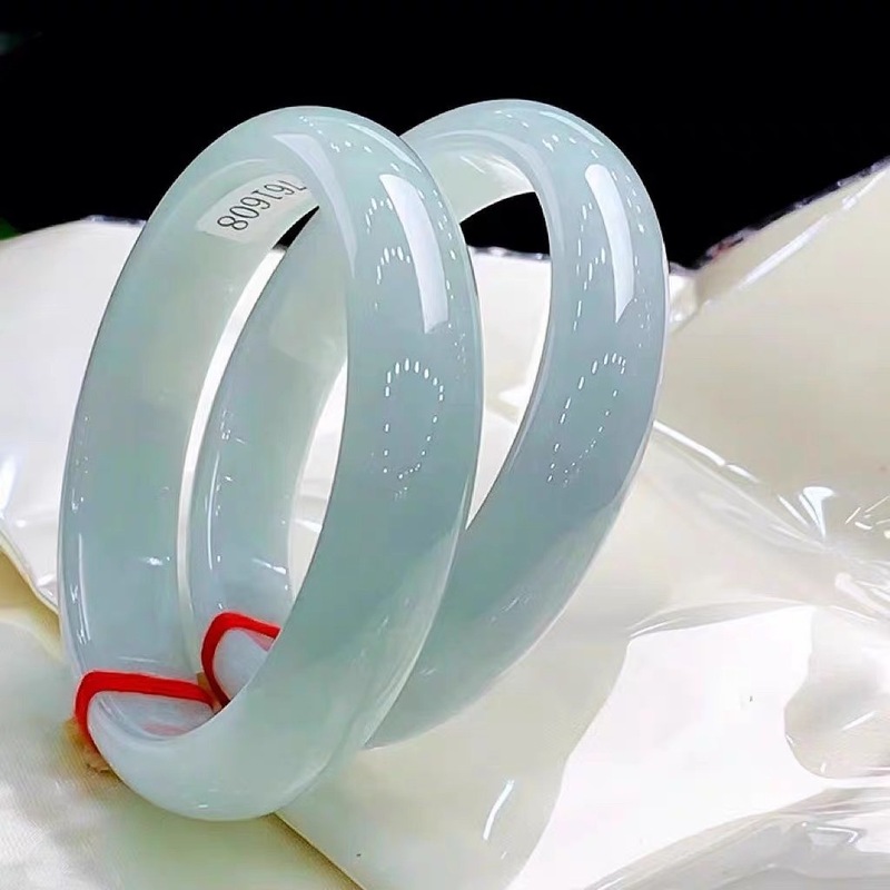 Bracelets - Браслет из бирманского нефрита «Ледяной» из