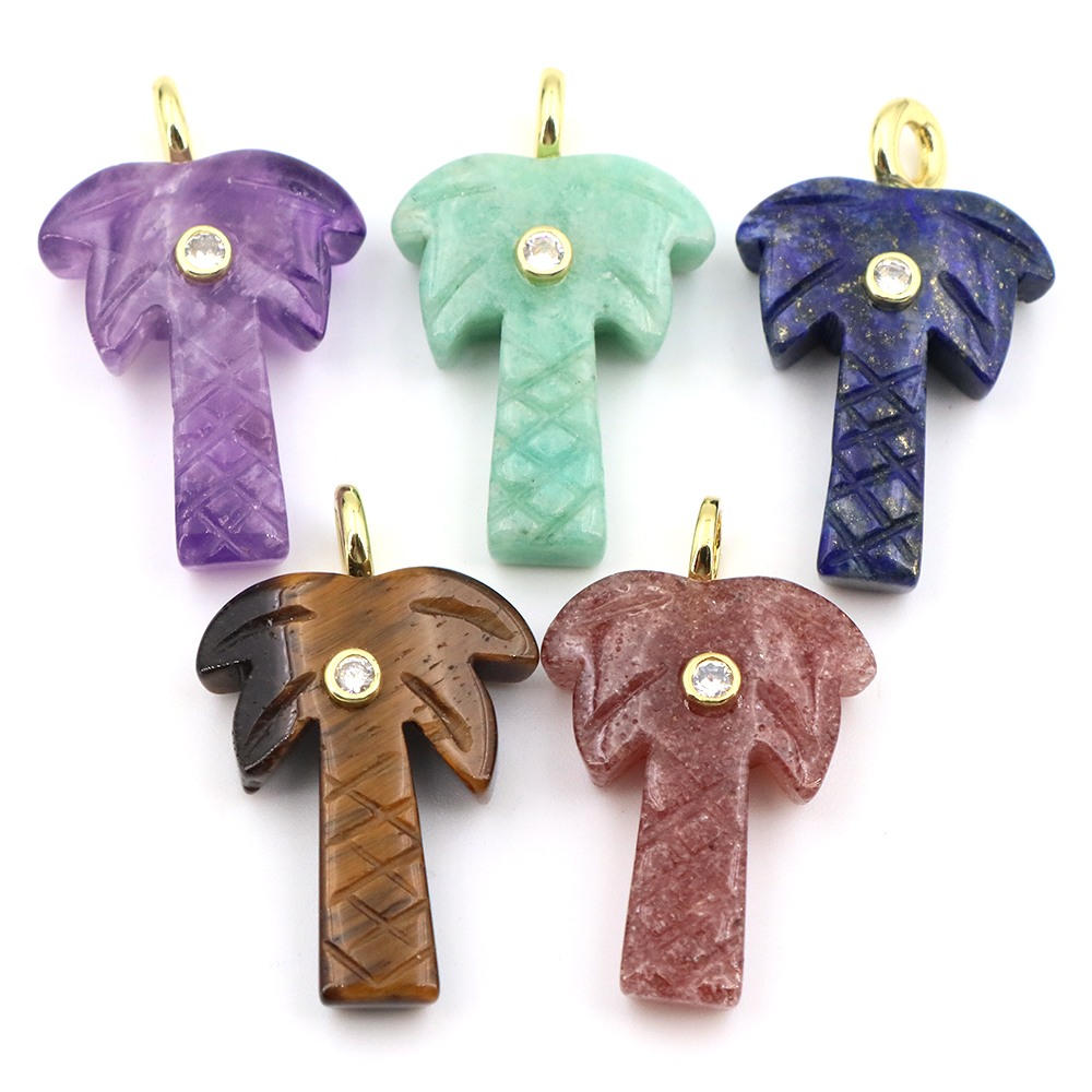 Crystal Pendant Necklace Natural Stone - Подвеска из натурального камня 30 мм