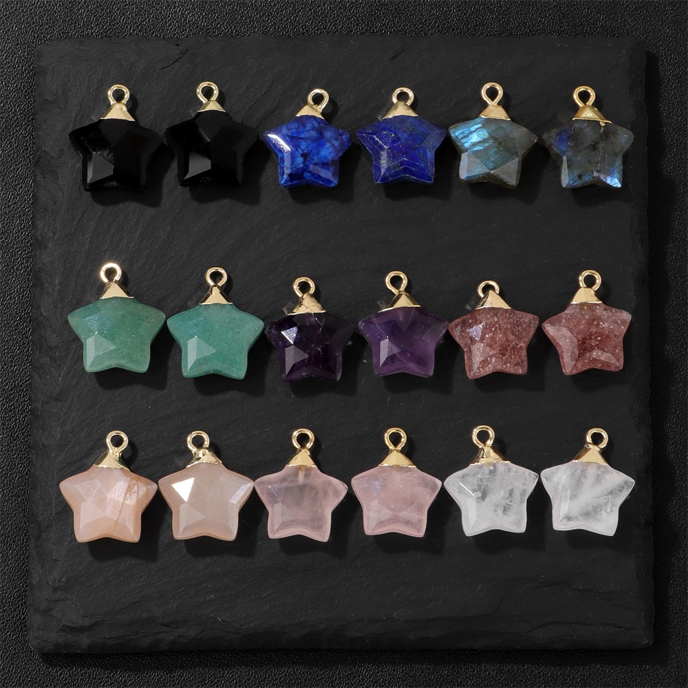 Crystal Pendant Necklace Natural Stone - Подвеска из камня в форме звезды,