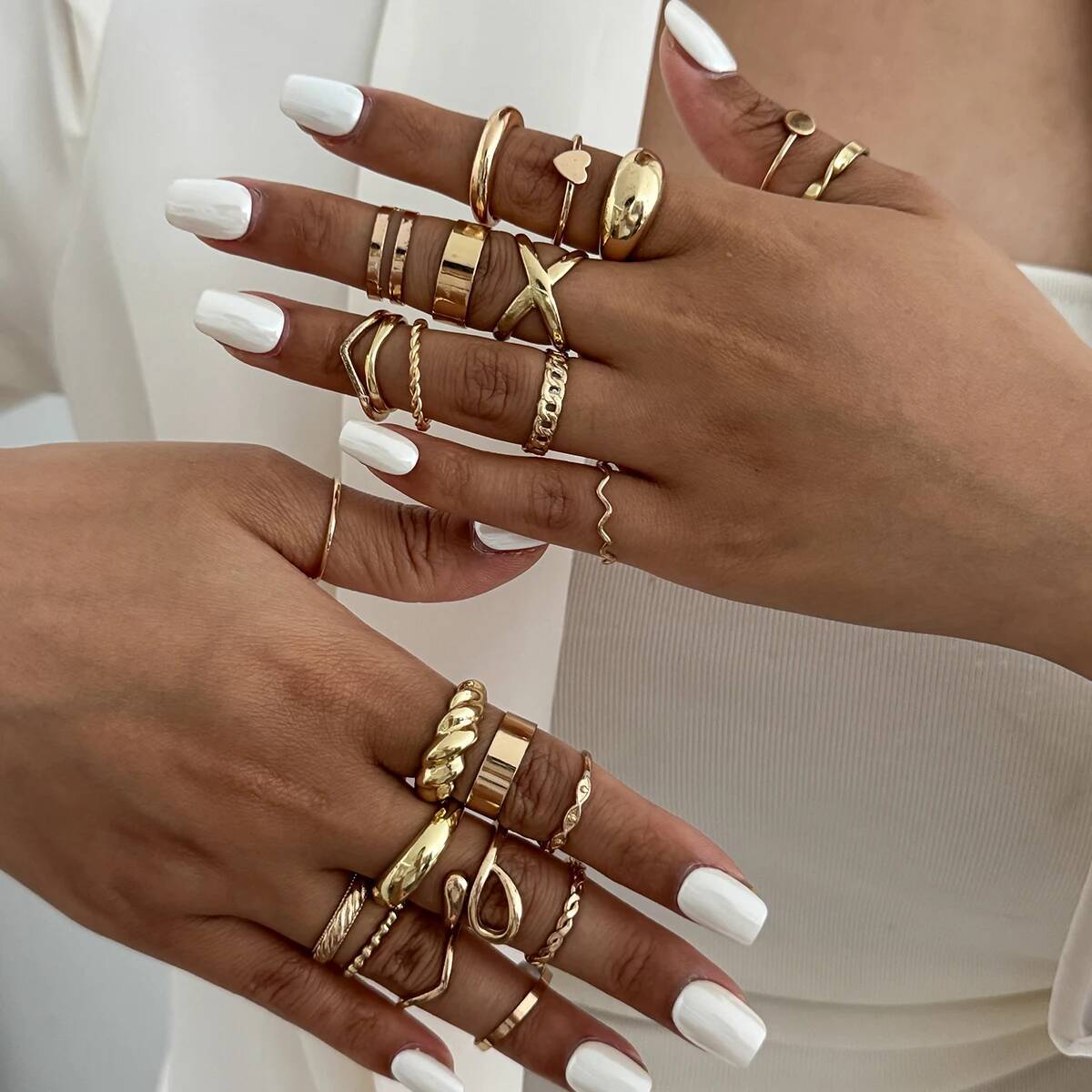 Vintage Punk Knuckle Rings Set - SHIXIN, 24 шт./компл., модные открытые кольца