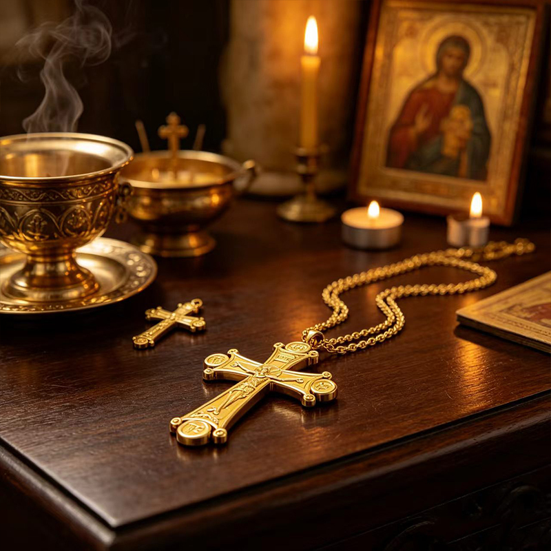 Премиум-крест-кулон с изображе – обзор и цена Cross Pendant Necklace Gold