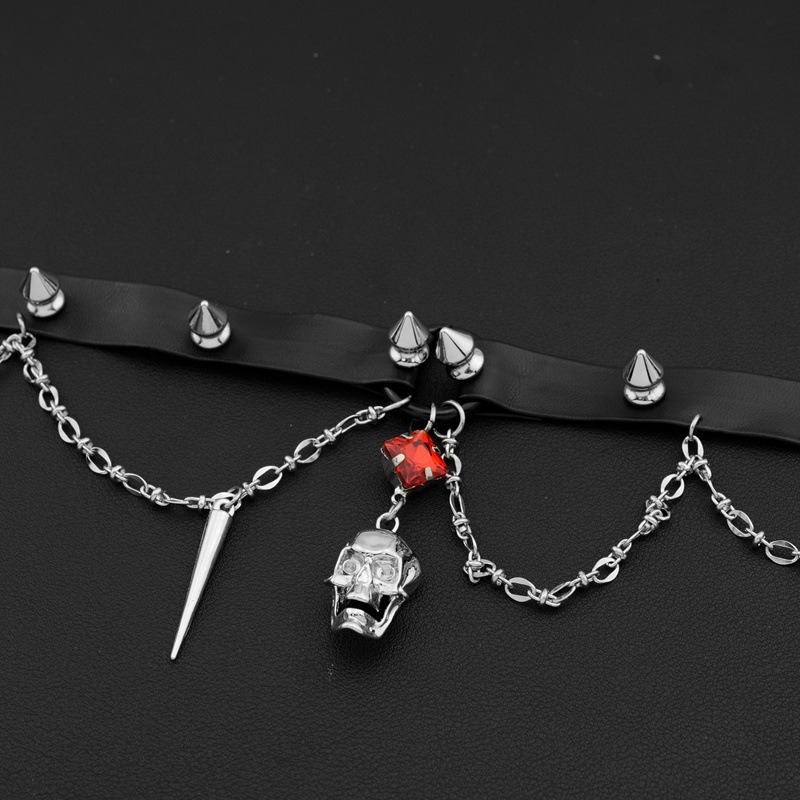 Кожаное колье с темным черепом – обзор и цена Goth Punk Spike Choker