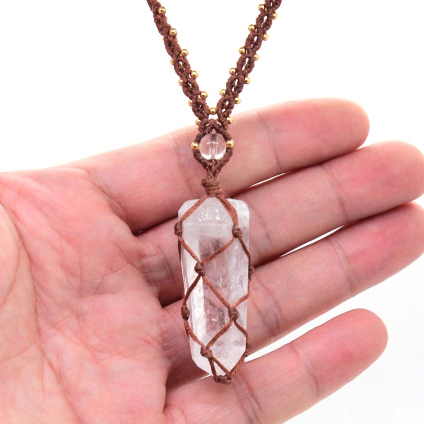 Кристаллический кварц макраме  – обзор и цена Crystal Pendant Necklace Natural Stone