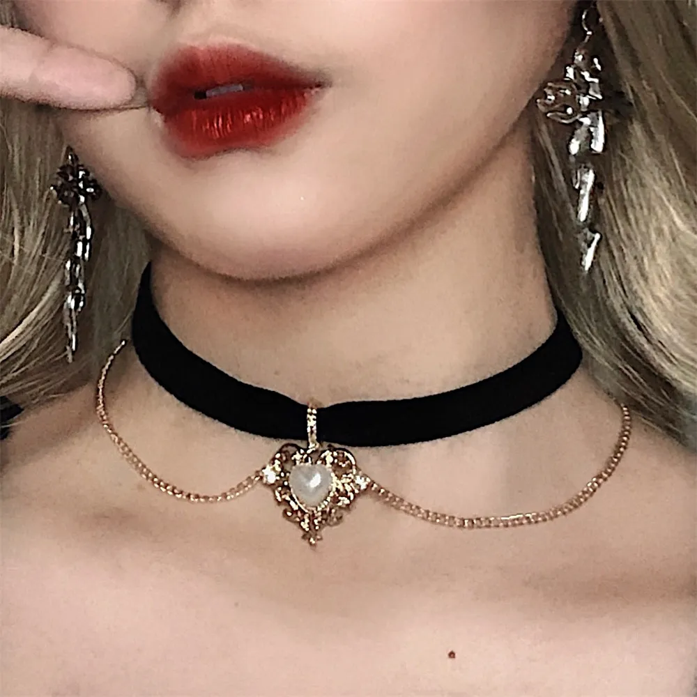 Женское винтажное бархатное ож – обзор и цена Pearl Choker Necklace Vintage