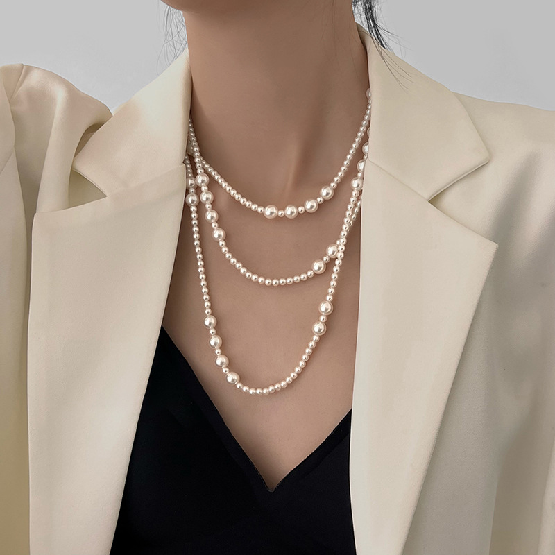Винтажное длинное многослойное – обзор и цена Pearl Choker Necklace Vintage