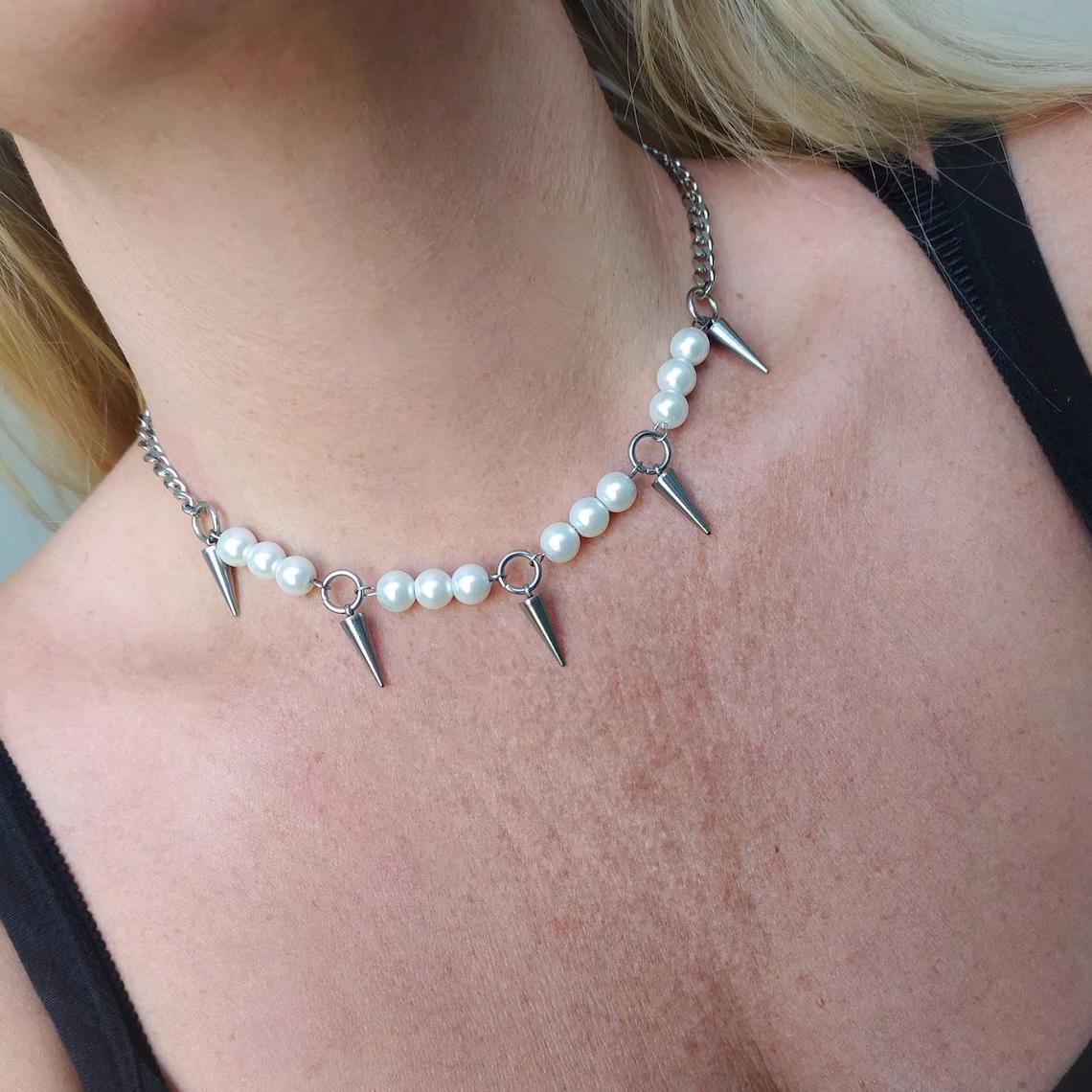 Egirl, жемчуг, стиль «сделай с – обзор и цена Goth Punk Spike Choker