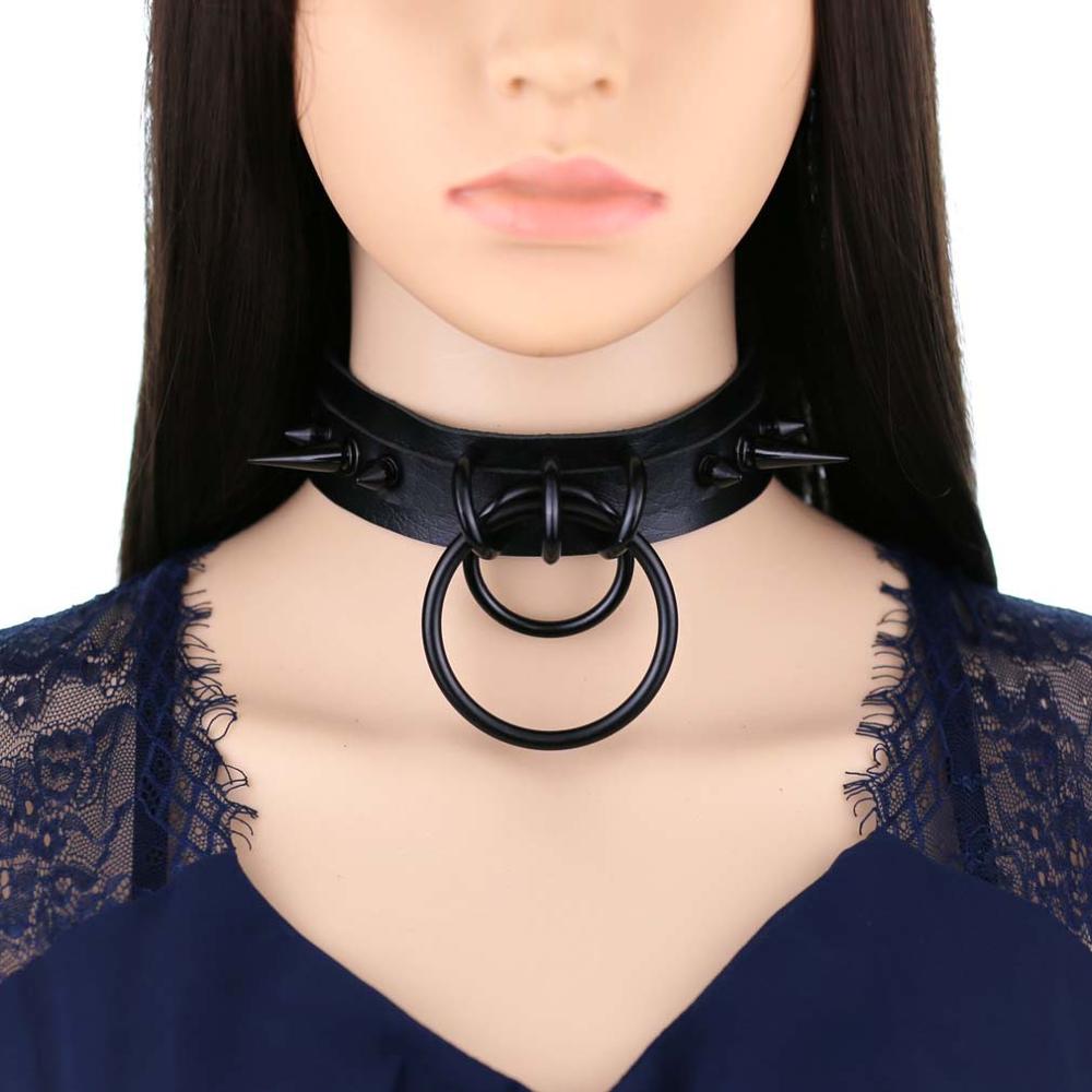 Чокер Женский, кожаный, черный – обзор и цена Goth Punk Spike Choker