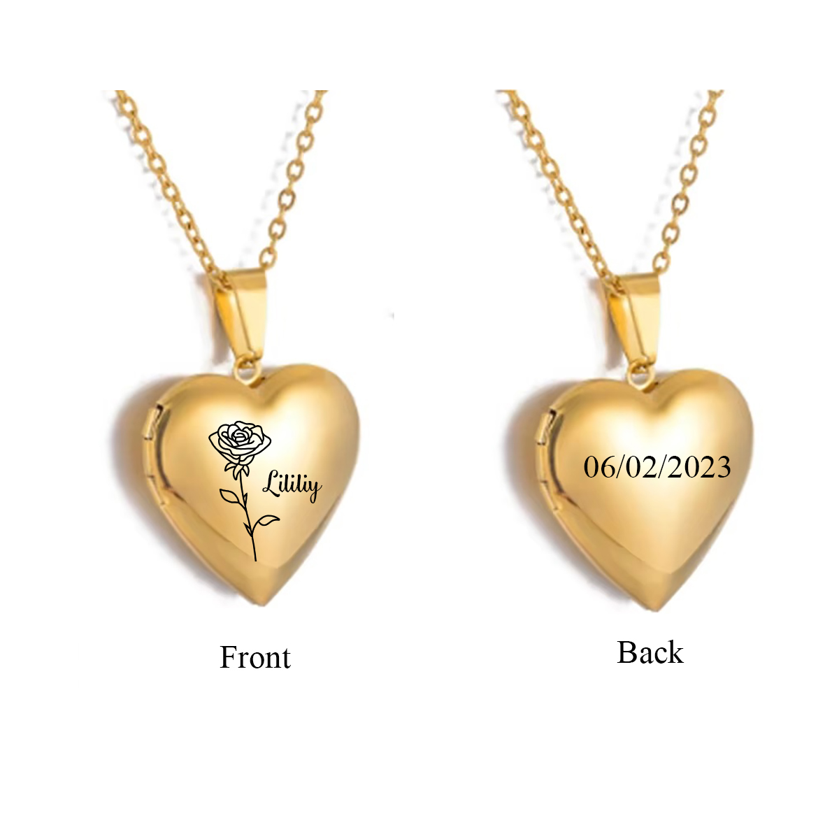 Персонализированное ожерелье-м – обзор и цена Heart Locket Necklace Photo